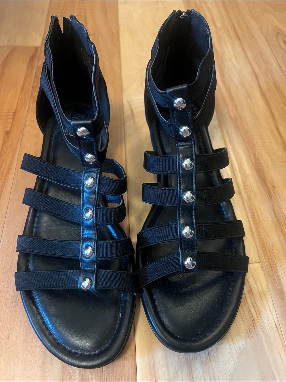 Catherines Black Studded Gladiator Sandals